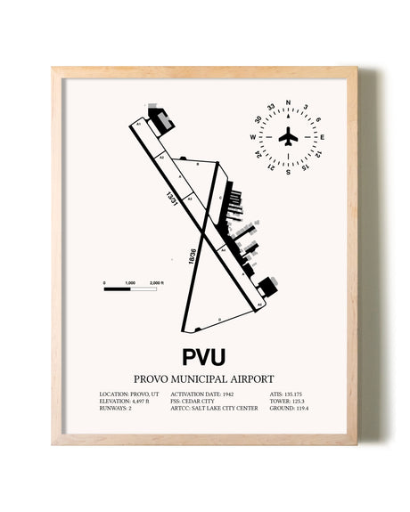 Provo Municipal Airport framed wall art in white frame