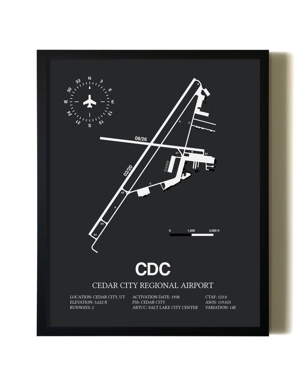 Unframed Cedar City Regional Airport map print poster