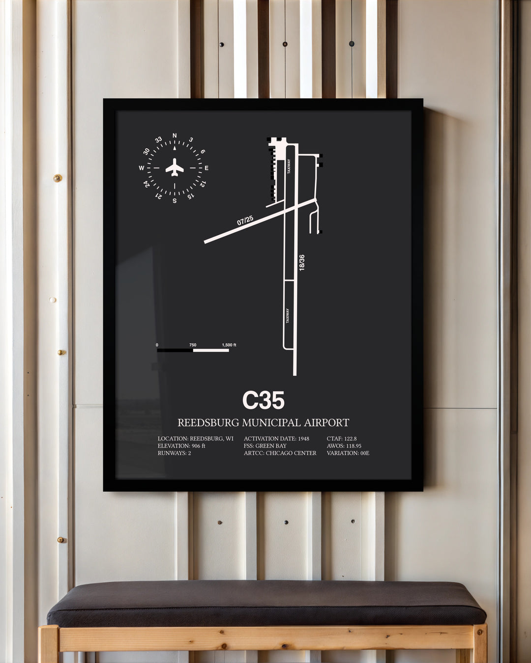 Frame color options for Reedsburg Municipal Airport Wall Art