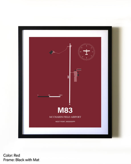 McCharen Field Airport aviation wall décor in black wood frame
