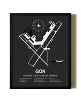 Unframed Groton-New London Airport map print poster