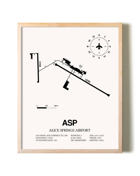Alice Springs Airport framed wall art in white frame