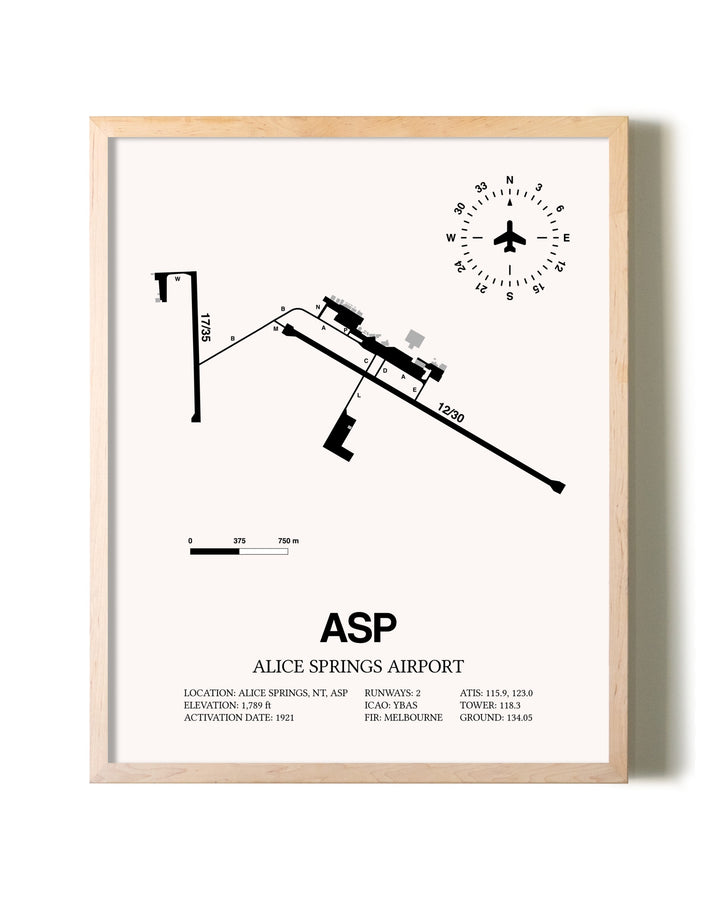 Alice Springs Airport framed wall art in white frame