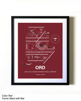 Chicago O'Hare International Airport aviation wall décor in black wood frame