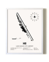 Lake Havasu City Airport airport map poster in oak frame