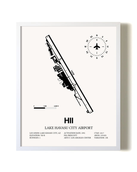 Lake Havasu City Airport airport map poster in oak frame