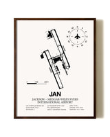 Jackson-Medgar Wiley Evers International Airport aviation print in walnut frame