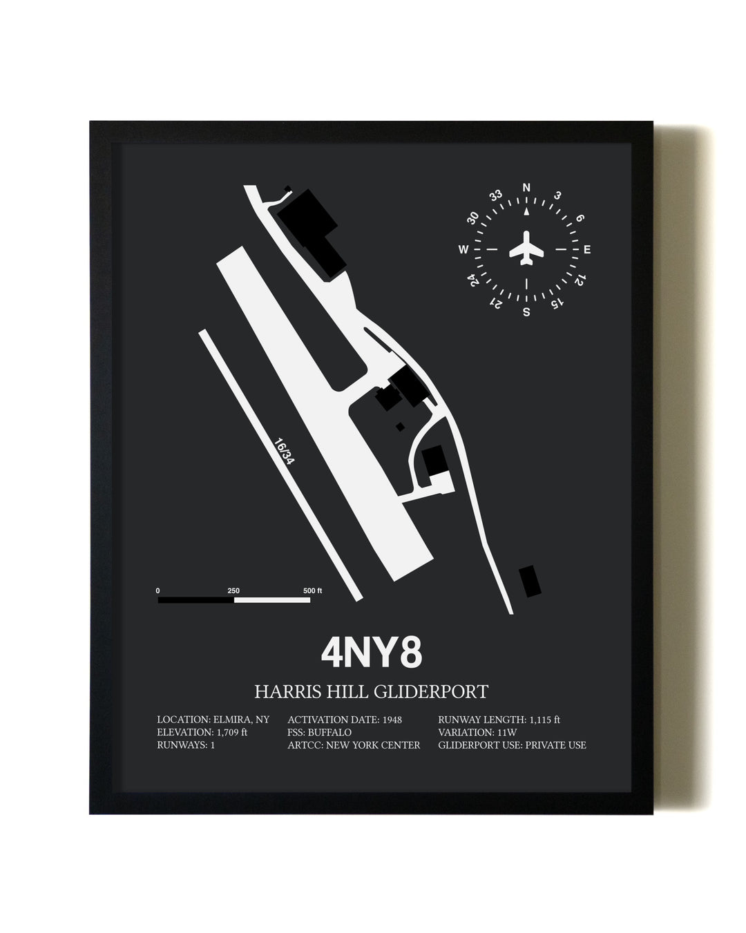 Unframed Harris Hill Gliderport map print poster