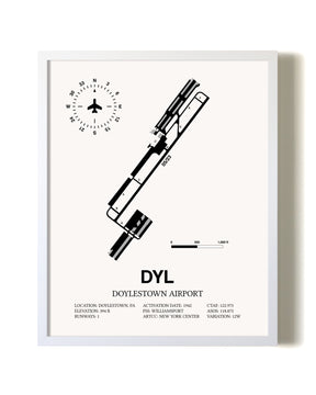 Doylestown Airport airport map poster in oak frame