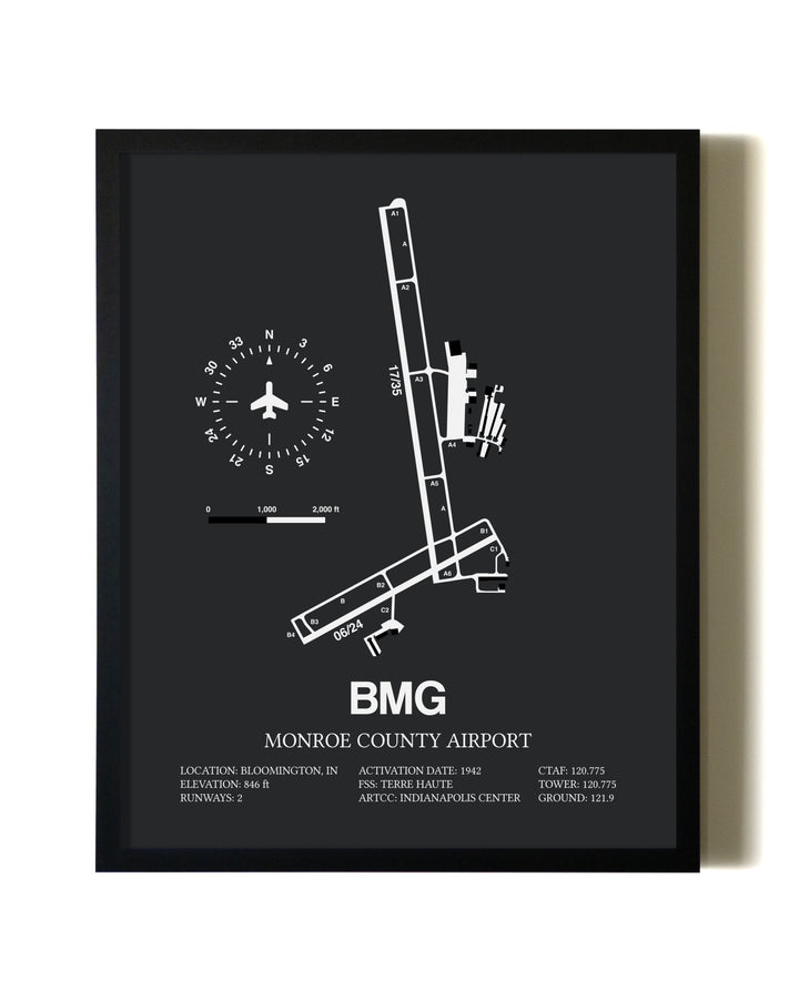 Unframed Monroe County Airport map print poster