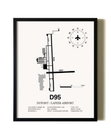 Framed Dupont / Lapeer Airport wall art poster in black frame