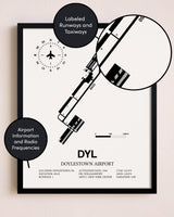 Framed Doylestown Airport layout wall art poster