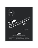 Gray Framed Orange County Airport layout wall art poster