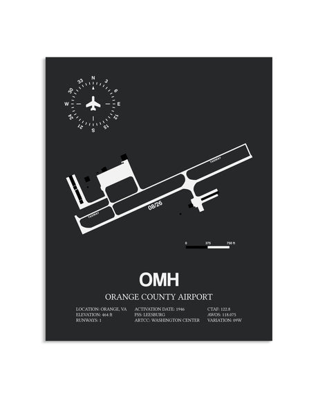 Gray Framed Orange County Airport layout wall art poster