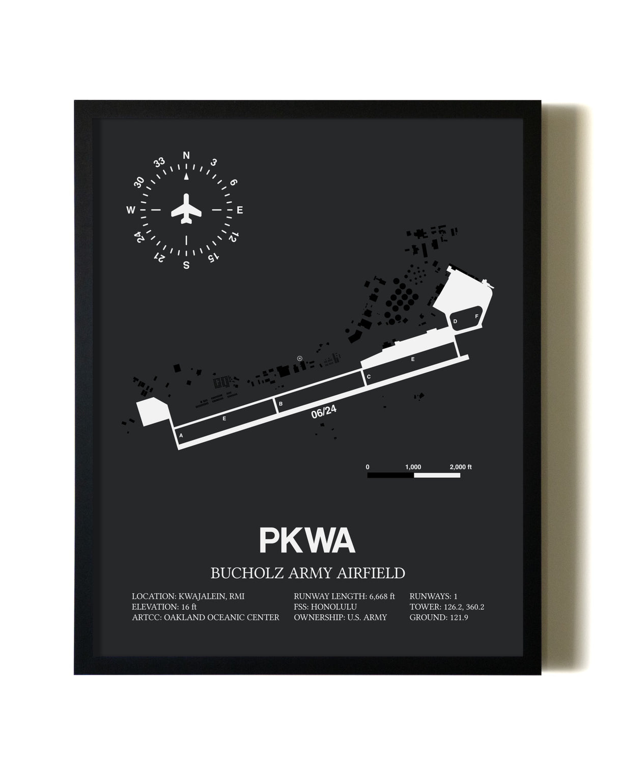 Unframed Bucholz Army Airfield map print poster