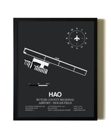 Unframed Butler County Regional Airport / Hogan Field map print poster