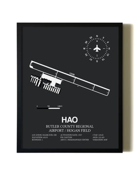 Unframed Butler County Regional Airport / Hogan Field map print poster