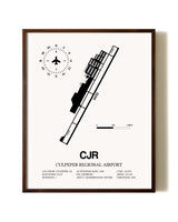 Culpeper Regional Airport aviation print in walnut frame