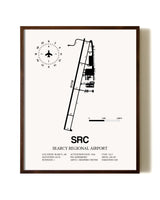 Searcy Regional Airport aviation print in walnut frame