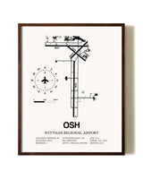 Wittman Regional Airport aviation print in walnut frame