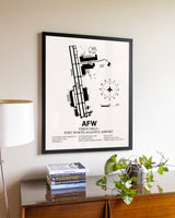 Perot Field / Fort Worth Alliance Airport aviation wall décor in black wood frame