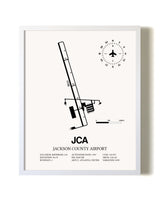 Jackson County Airport airport map poster in oak frame
