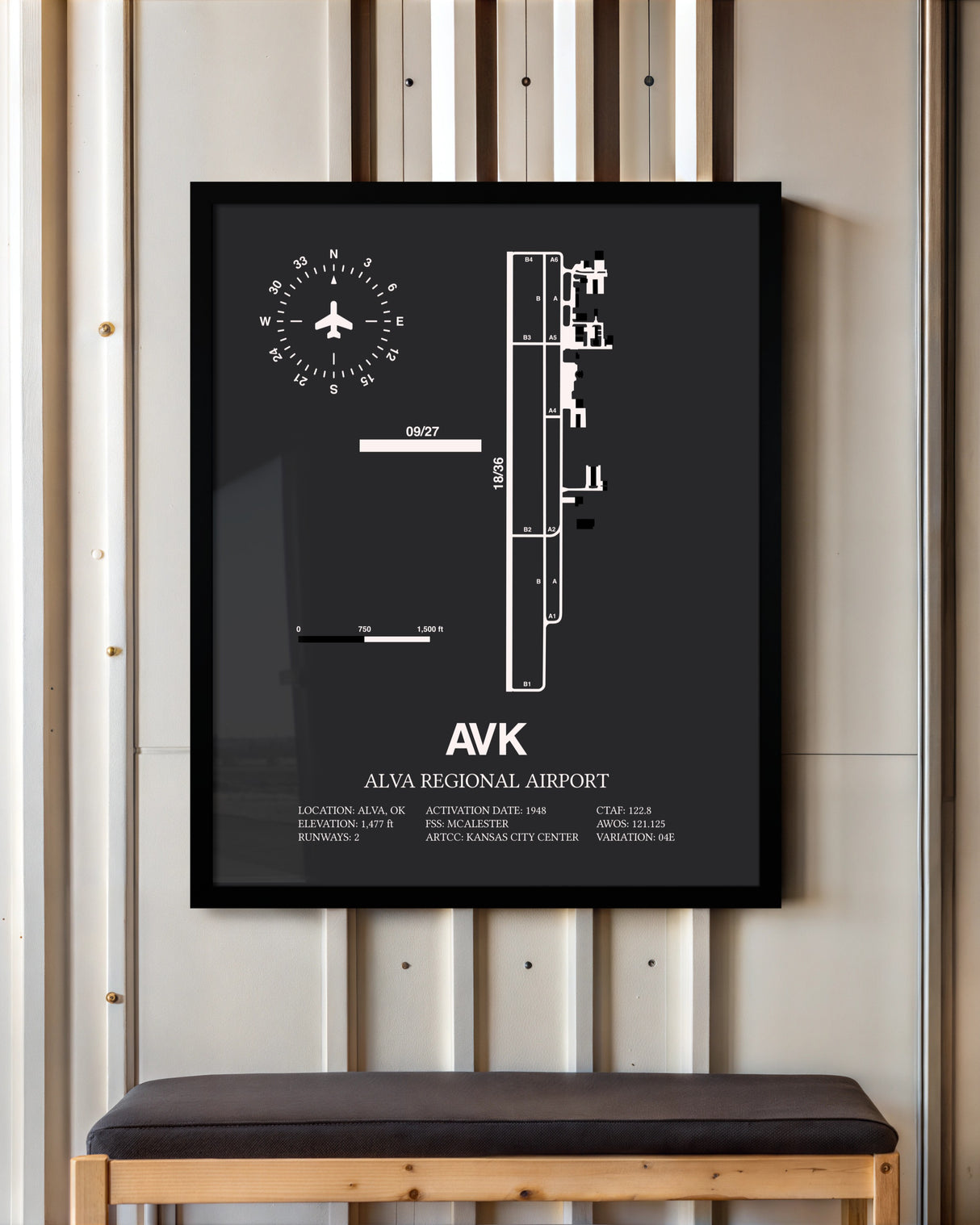 Frame color options for Alva Regional Airport Wall Art
