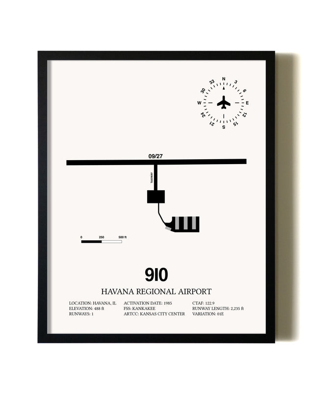 Framed Havana Regional Airport wall art poster in black frame