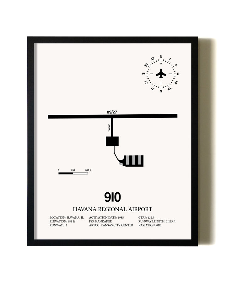 Framed Havana Regional Airport wall art poster in black frame