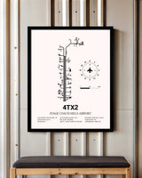 Stage Coach Hills Airport framed poster displayed in an airplane hangar