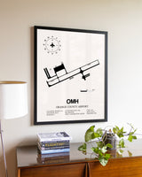 Orange County Airport aviation wall décor in black wood frame