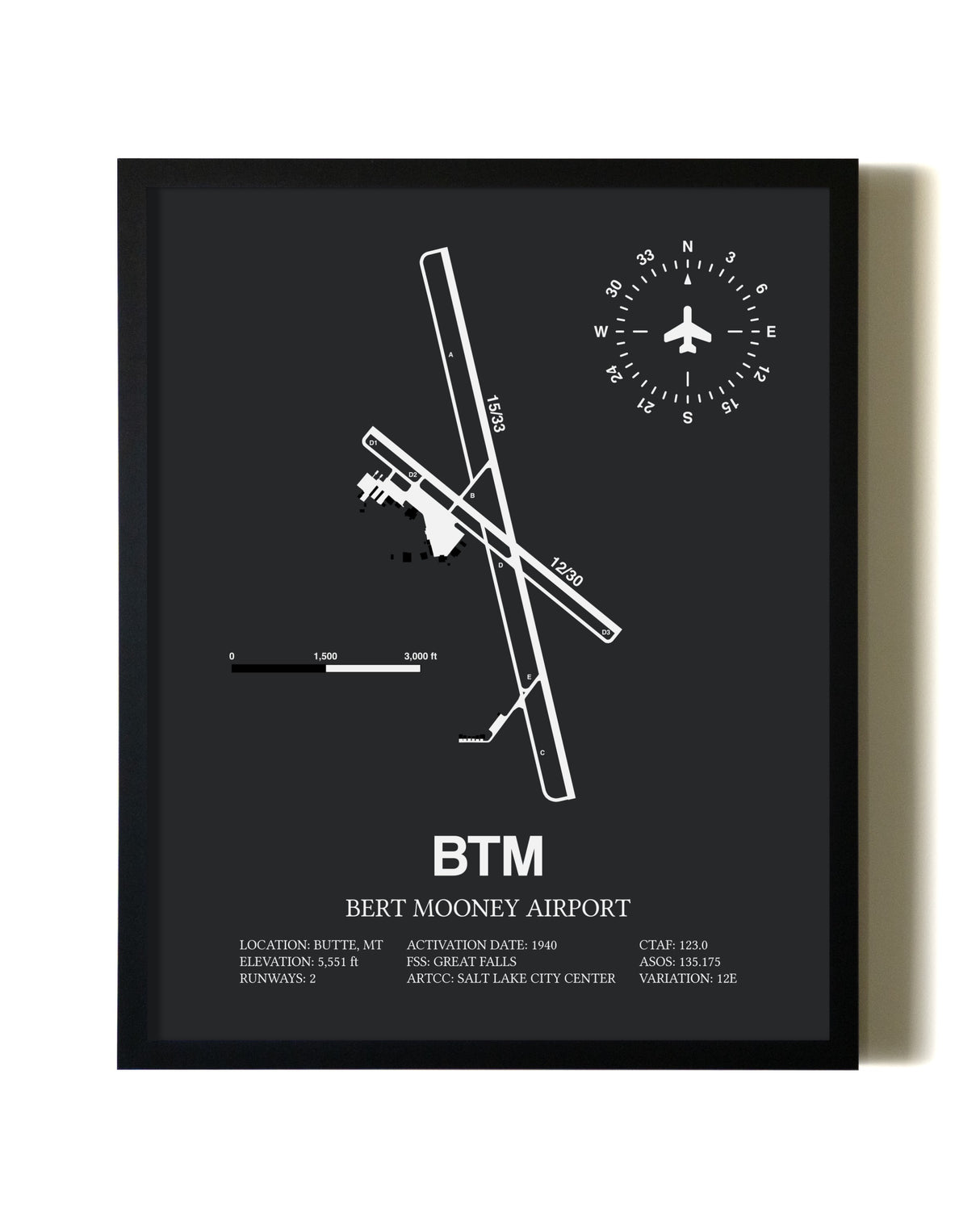 Unframed Bert Mooney Airport map print poster