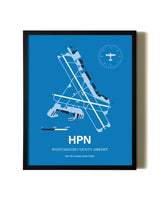 Framed Westchester County Airport wall art poster in black frame