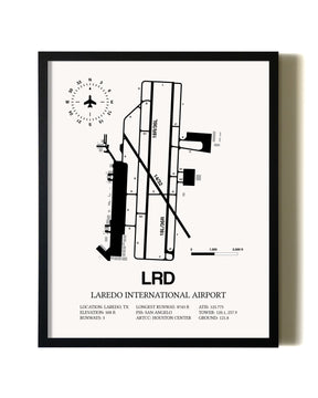 Framed Laredo International Airport wall art poster in black frame