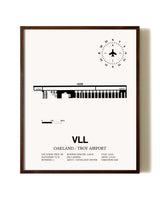 Oakland / Troy Airport aviation print in walnut frame