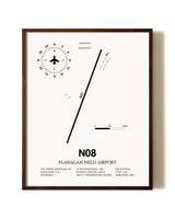 Flanagan Field Airport aviation print in walnut frame
