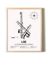 La Crosse Regional Airport framed wall art in white frame