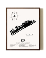 Santa Paula Airport aviation print in walnut frame