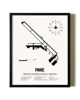 Framed Griffiss International Airport wall art poster in black frame