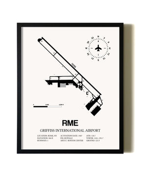 Framed Griffiss International Airport wall art poster in black frame