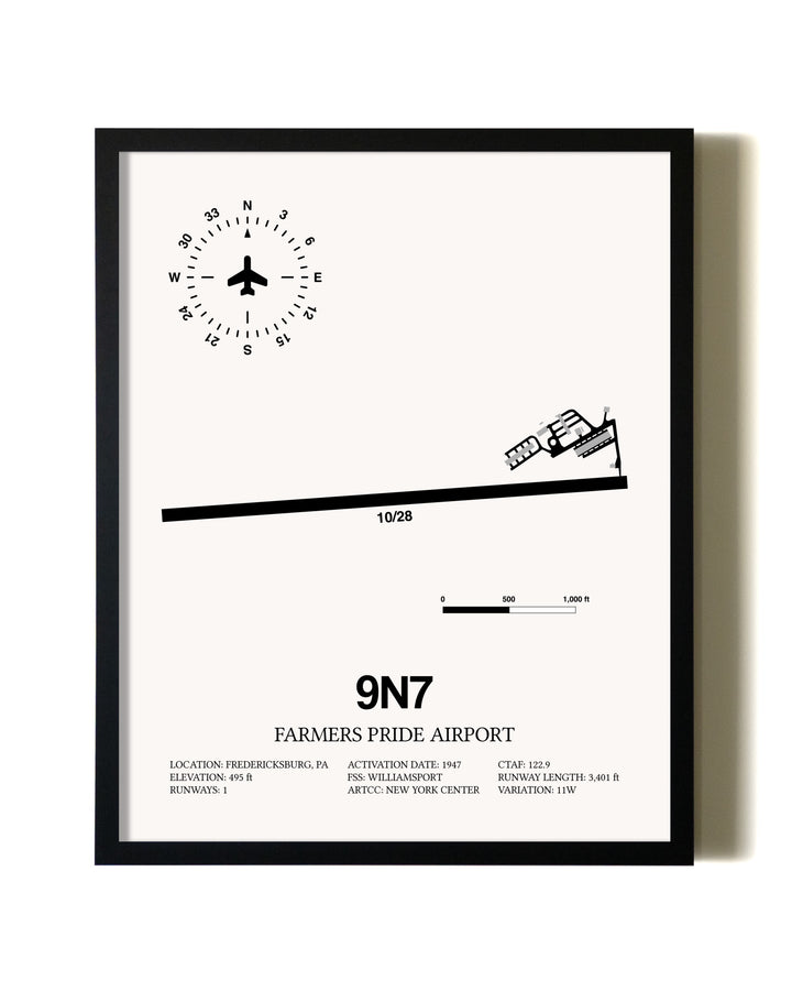 Framed Farmers Pride Airport wall art poster in black frame