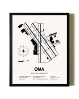 Framed Eppley Airfield wall art poster in black frame