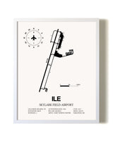 Skylark Field Airport airport map poster in oak frame