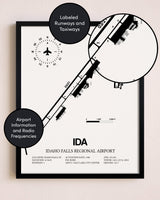 Framed Idaho Falls Regional Airport layout wall art poster