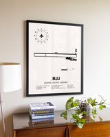 Wayne County Airport aviation wall décor in black wood frame