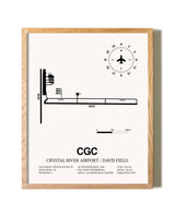 Crystal River Airport / Davis Field framed print in natural wood frame