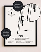 Framed City Of Slaton / Larry T. Neal Memorial Airport layout wall art poster