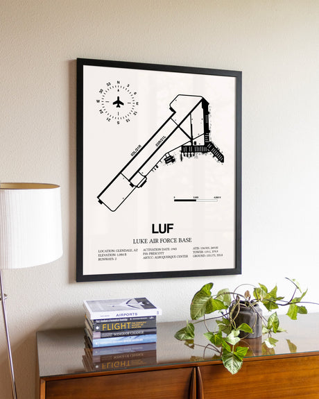 Luke Air Force Base aviation wall décor in black wood frame