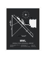 Gray Framed Mineral Wells Regional Airport layout wall art poster