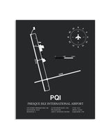 Gray Framed Presque Isle International Airport layout wall art poster
